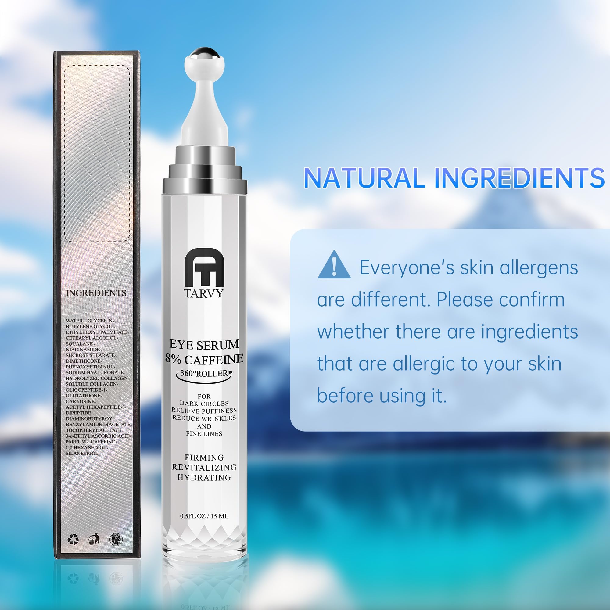 Eye Serum, Under Eye Cream For Dark Circles, 8% Caffeine Eye Serum